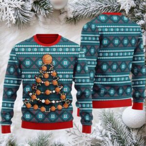 Basketball Christmas Tree Ugly Christmas Sweater