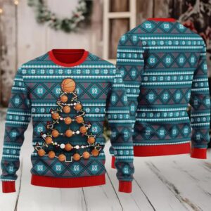 Basketball Christmas Tree Ugly Christmas Sweater