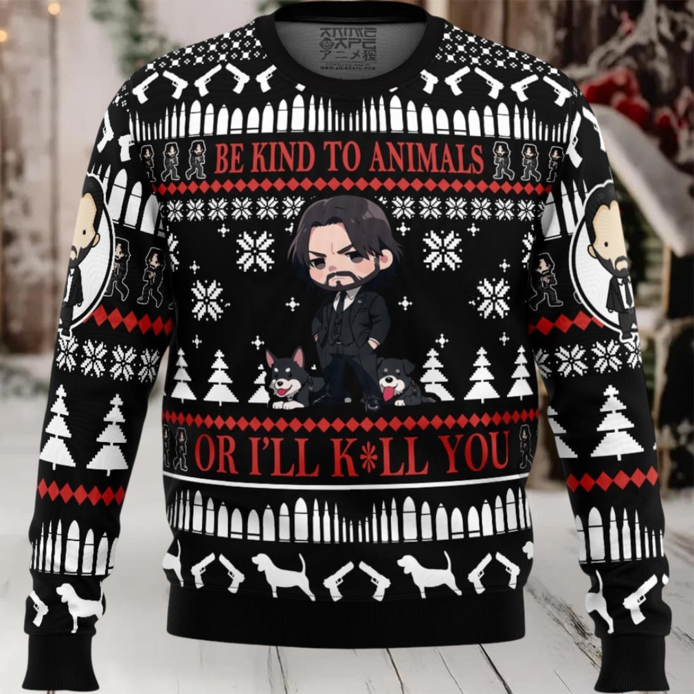Be Kind to Animals John Wick Ugly Christmas Sweater