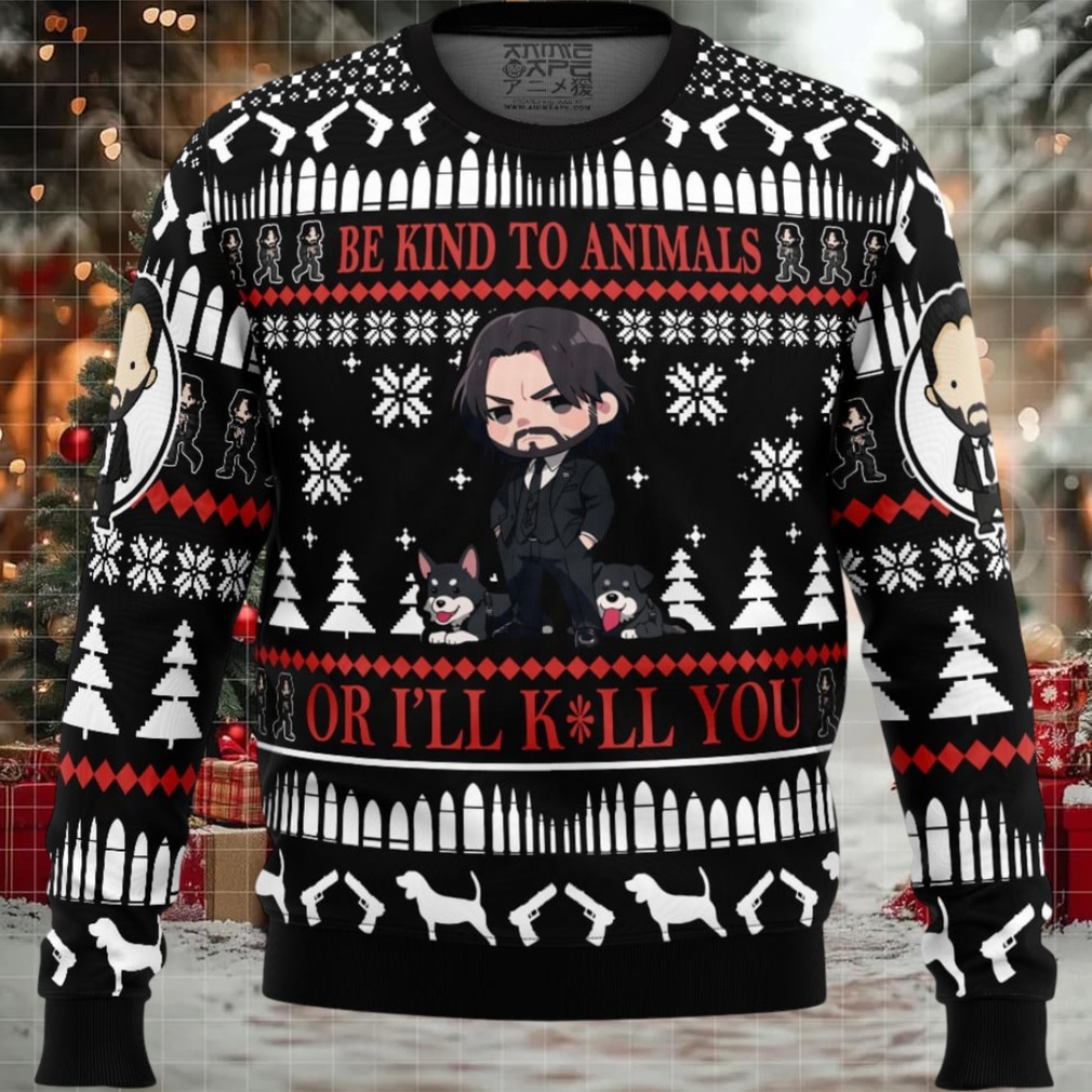 Be Kind to Animals John Wick Ugly Christmas Sweater Be Kind to Animals John Wick Ugly Christmas Sweater