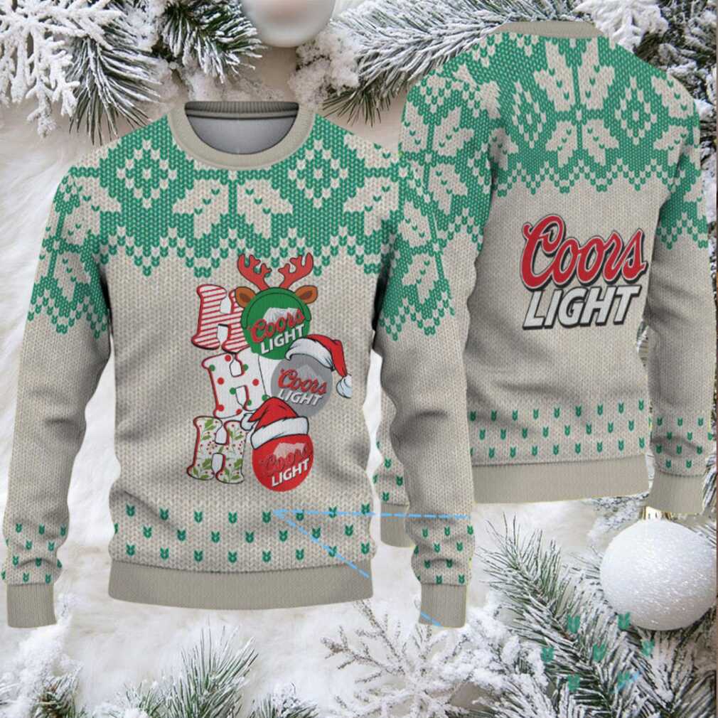 Beige & Green Knit Pattern “Stacked Holiday Gifts” Coors Light Ugly Christmas Sweater