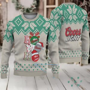 Beige & Green Knit Pattern “Stacked Holiday Gifts” Coors Light Ugly Christmas Sweater