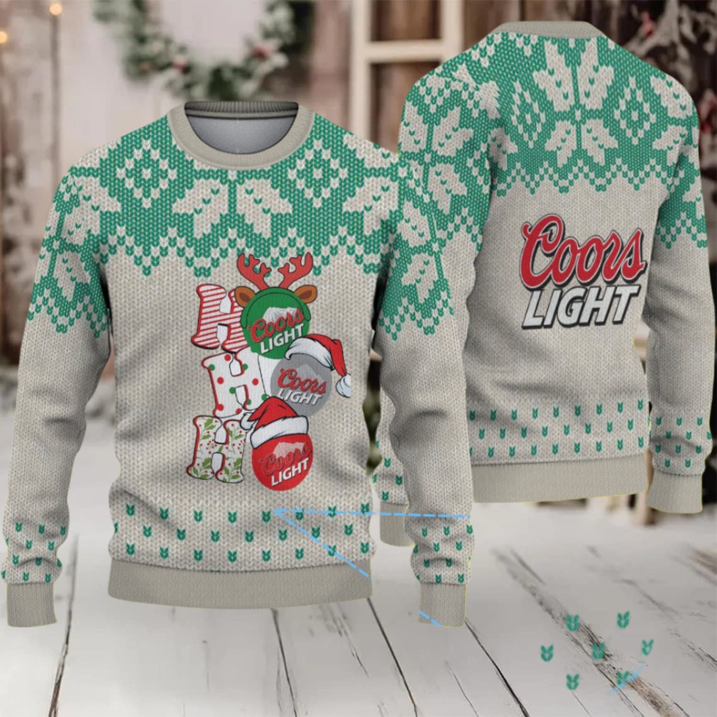 Beige & Green Knit Pattern “Stacked Holiday Gifts” Coors Light Ugly Christmas Sweater
