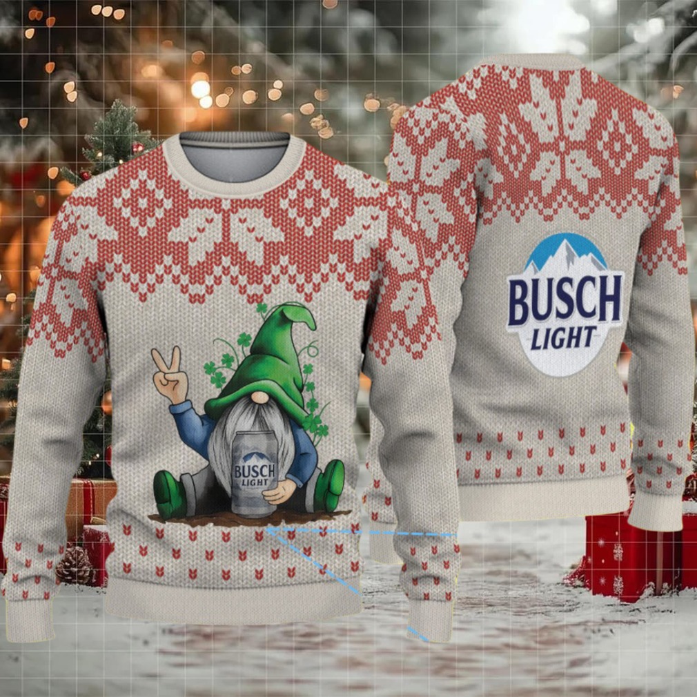 Beige & Red Snowflake Pattern “Busch Light Drunk Gnome” Ugly Christmas Sweater Beige & Red Snowflake Pattern “Busch Light Drunk Gnome” Ugly Christmas Sweater