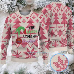 Beige and Red Christmas Tree Crown Royal Grinch Ugly Christmas Sweater