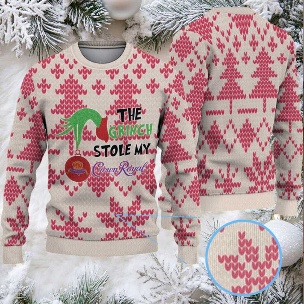 Beige and Red Christmas Tree Crown Royal Grinch Ugly Christmas Sweater Beige and Red Christmas Tree Crown Royal Grinch Ugly Christmas Sweater