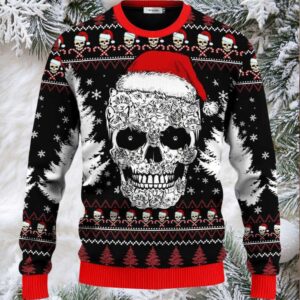 Best Skull Christmas Pattern Skull Ugly Christmas Sweater