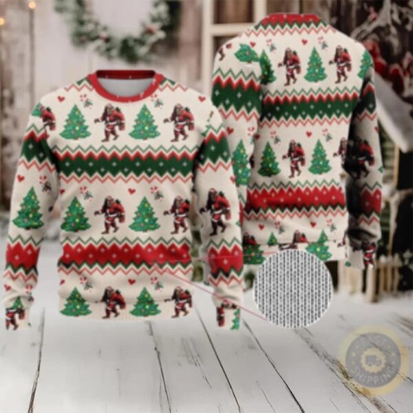 Bigfoot Bring Your Gift Ugly Christmas Sweater