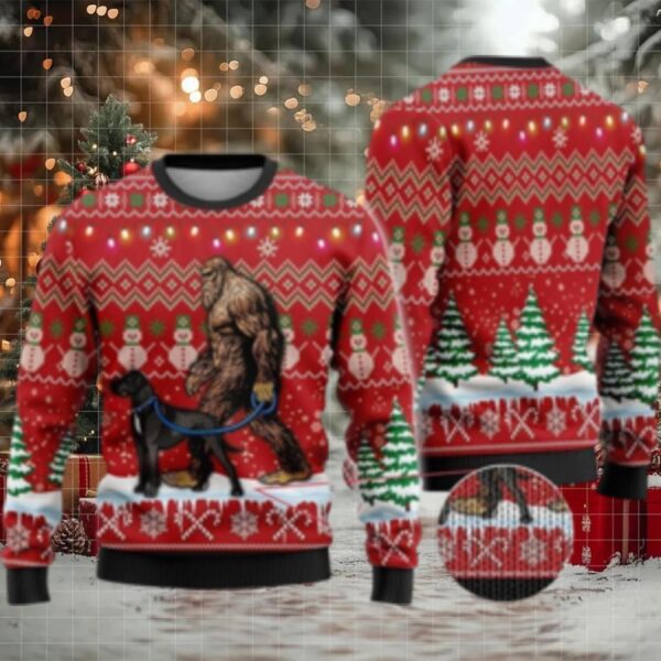 Bigfoot Goes To Spend Christmas With Yorkie Ugly Christmas Sweater