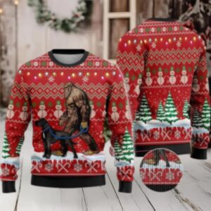 Bigfoot Goes To Spend Christmas With Yorkie Ugly Christmas Sweater