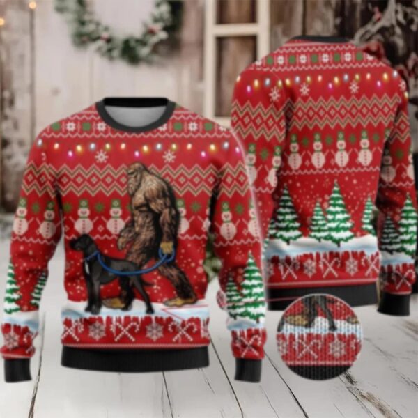 Bigfoot Goes To Spend Christmas With Yorkie Ugly Christmas Sweater