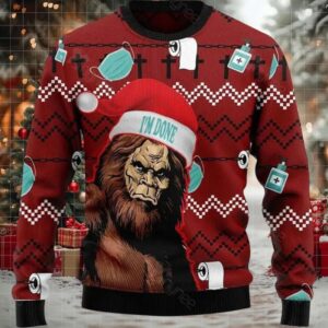 Bigfoot I’m Done Ugly Christmas Sweater Bigfoot I’m Done Ugly Christmas Sweater