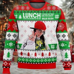 Billie Eilish I Could Eat That Girl For Lunch Christmas Ugly Sweater