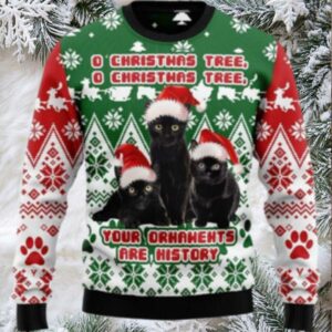 Black Cat Oh Christmas Tree Ugly Christmas Sweater