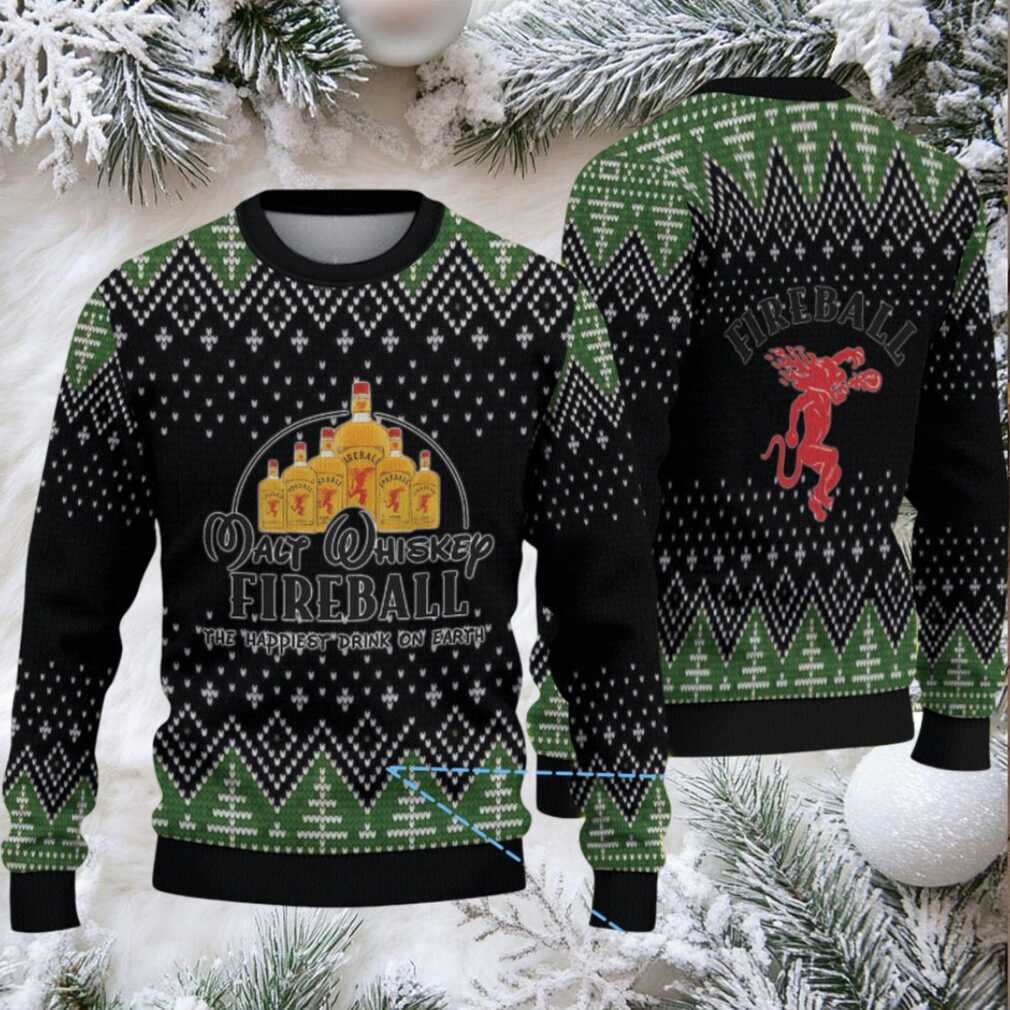 Black & Green Christmas Tree Pattern “Fireball Cinnamon Whisky Bottles” Ugly Holiday Sweater Black & Green Christmas Tree Pattern “Fireball Cinnamon Whisky Bottles” Ugly Holiday Sweater
