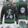 White & Blue Nordic Pattern “Grinch in Santa Hat Coors Light” Ugly Christmas Sweater – Coors Light Edition
