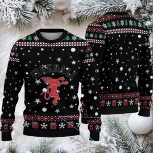 Black & Red Christmas Gift Pattern “Fireball Cinnamon Whisky” Ugly Sweater