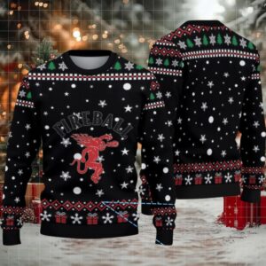 Black & Red Christmas Gift Pattern “Fireball Cinnamon Whisky” Ugly Sweater