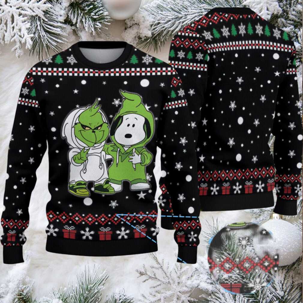 Black Red and Green Snowflake Grinch x Snoopy Tito’s Handmade Vodka Ugly Christmas Sweater Black Red and Green Snowflake Grinch x Snoopy Tito’s Handmade Vodka Ugly Christmas Sweater