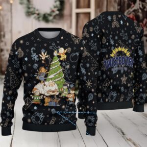 Black Twisted Tea Avatar Christmas Pattern Ugly Sweater