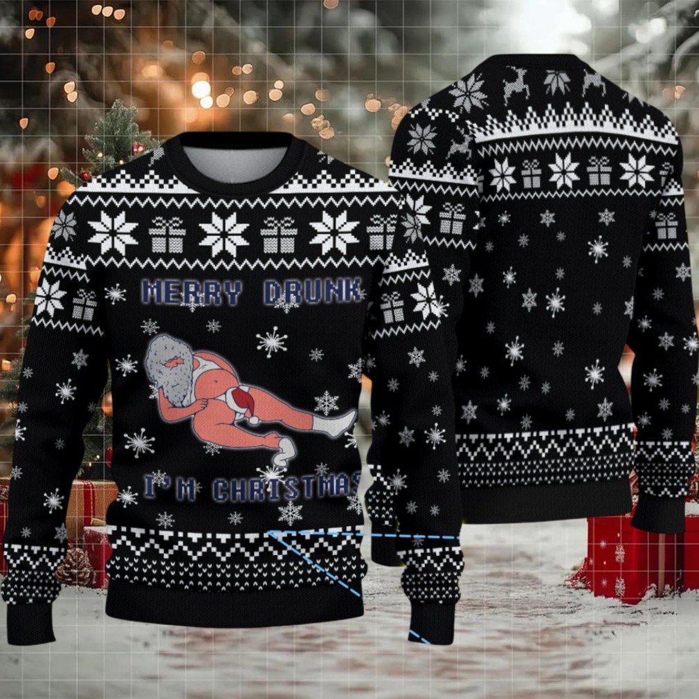Black White Snowflake Merry Drunk Santa Miller Lite Ugly Christmas Sweater Black White Snowflake Merry Drunk Santa Miller Lite Ugly Christmas Sweater