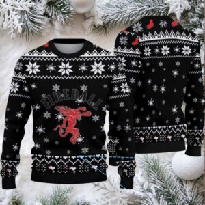 Black & White Snowflake Pattern “Fireball Cinnamon Whisky” Ugly Christmas Sweater