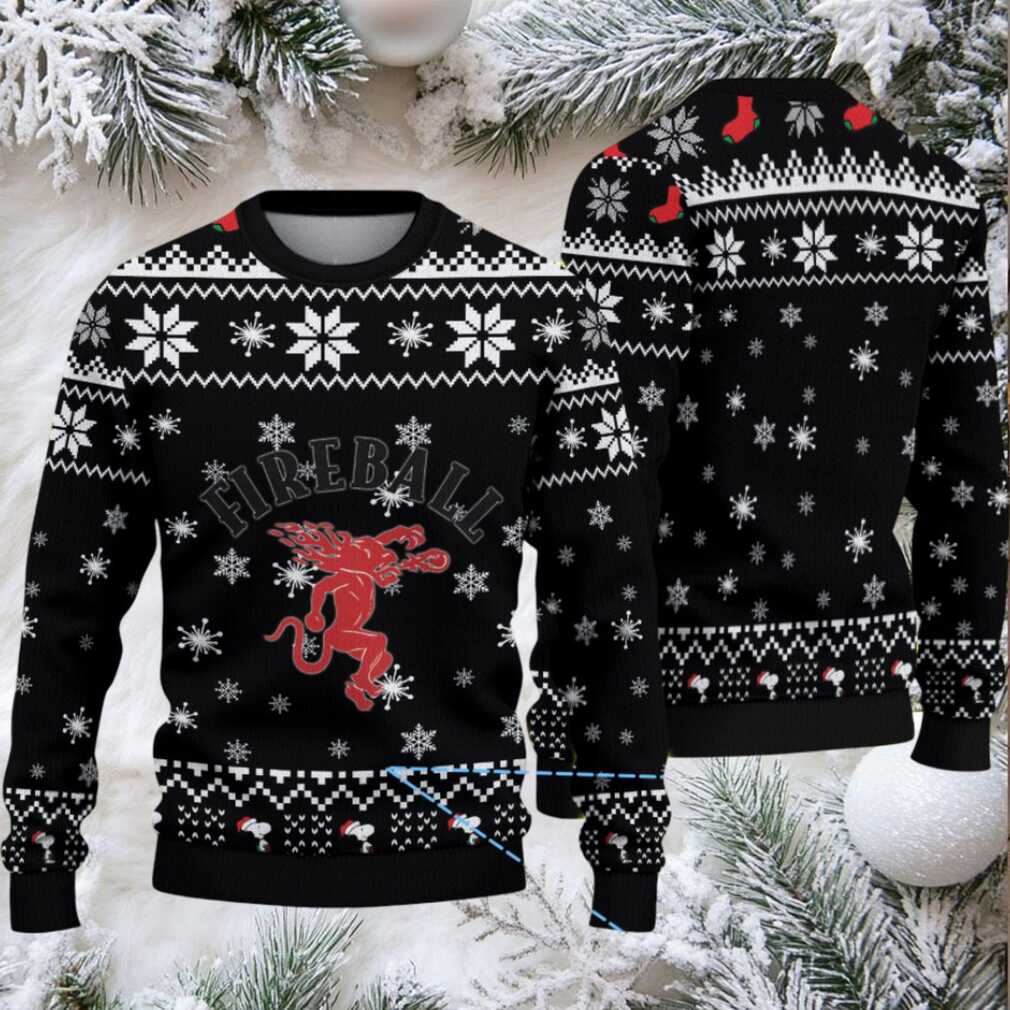 Black & White Snowflake Pattern “Fireball Cinnamon Whisky” Ugly Christmas Sweater Black & White Snowflake Pattern “Fireball Cinnamon Whisky” Ugly Christmas Sweater