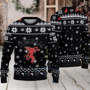 Black & White Snowflake Pattern “Fireball Cinnamon Whisky” Ugly Christmas Sweater