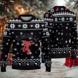 Black & White Snowflake Pattern “Fireball Cinnamon Whisky” Ugly Christmas Sweater