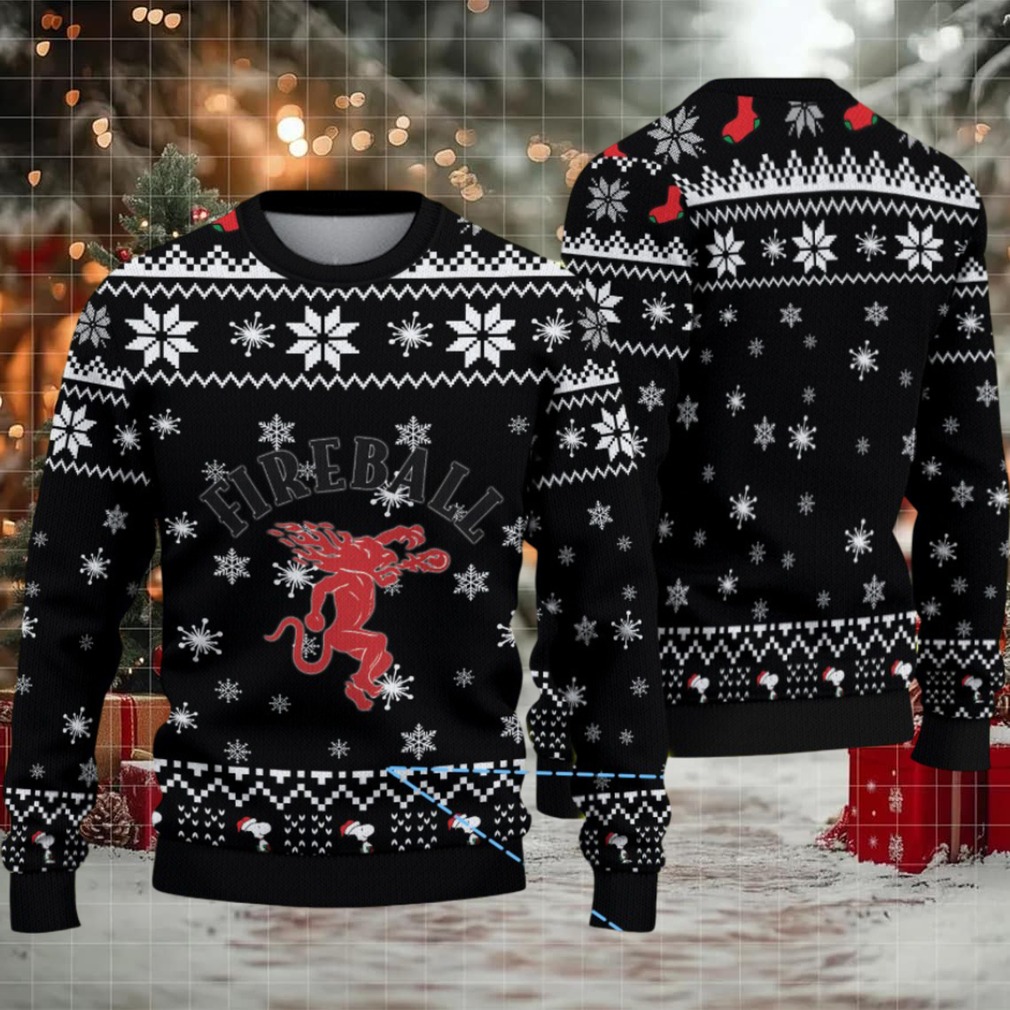 Black & White Snowflake Pattern “Fireball Cinnamon Whisky” Ugly Christmas Sweater Black & White Snowflake Pattern “Fireball Cinnamon Whisky” Ugly Christmas Sweater