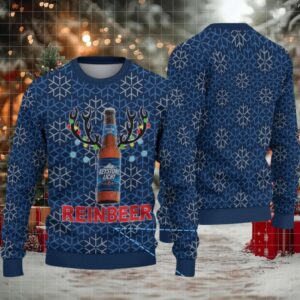 Blue Snowflake Keystone Light Reinbeer Ugly Christmas Sweater