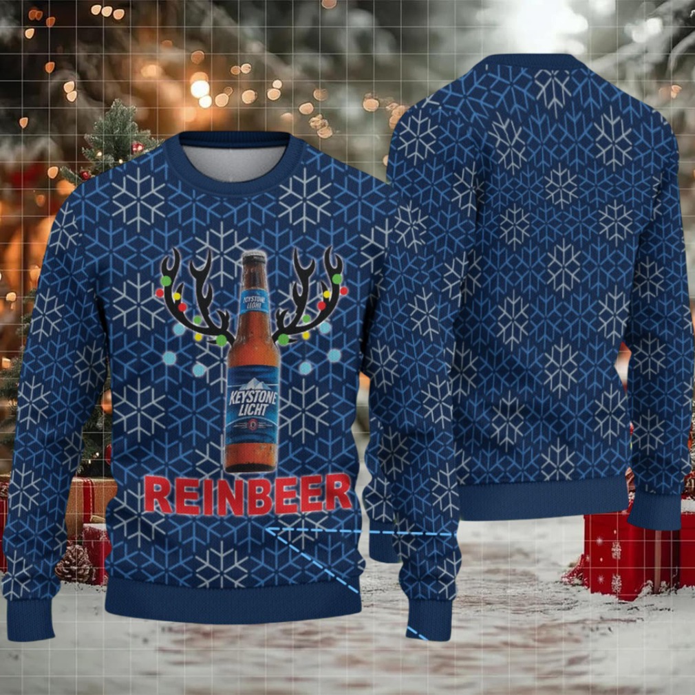 Blue Snowflake Keystone Light Reinbeer Ugly Christmas Sweater