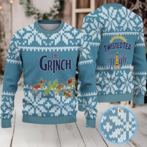 Blue Twisted Tea Grinch Christmas Pattern Ugly Sweater