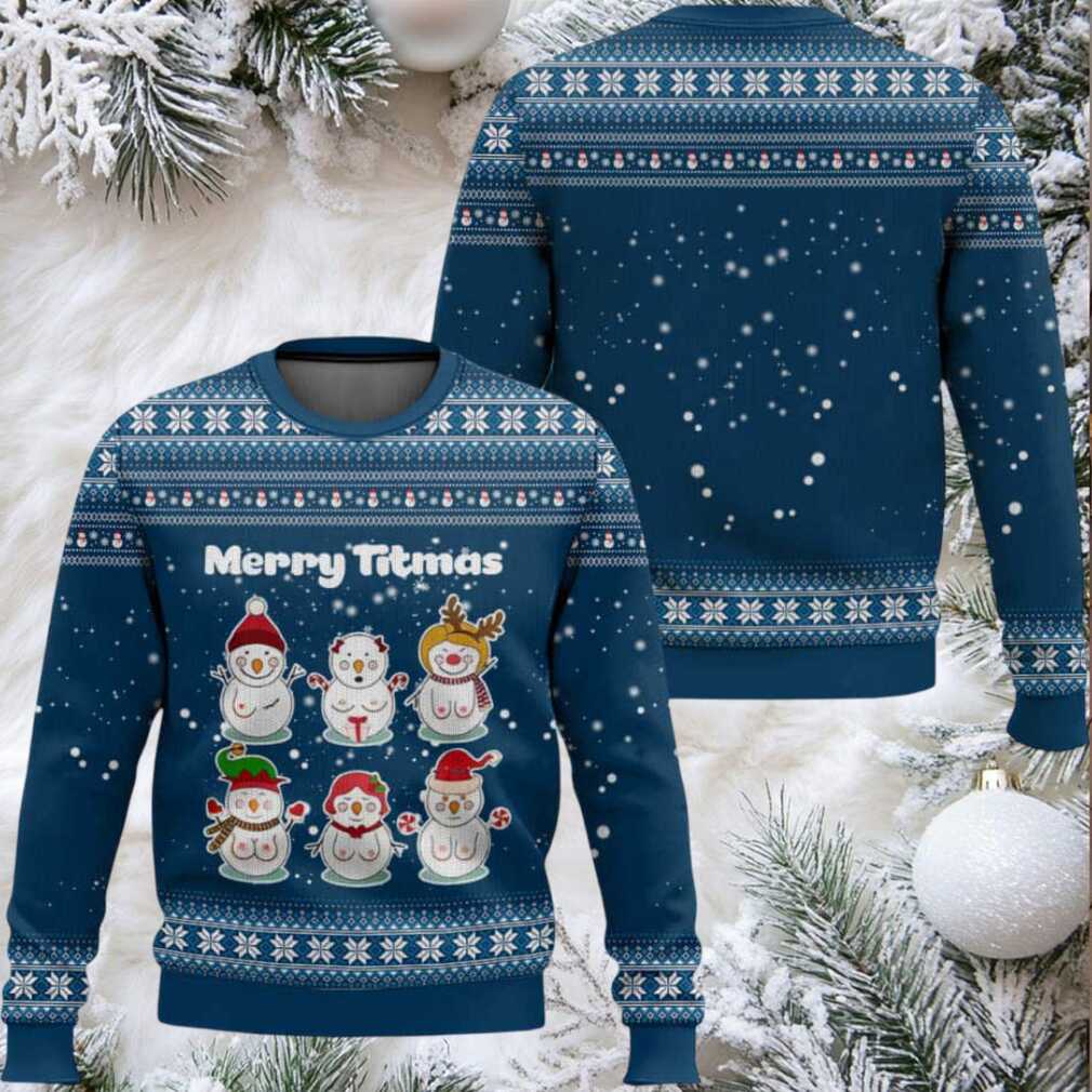 Merry Titmas Naughty Snowman Funny Ugly Christmas Sweater