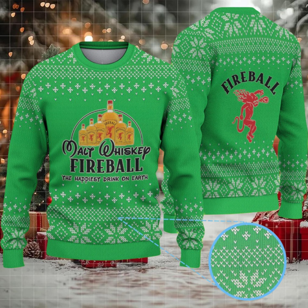 Bright Green Snowflake Pattern “Fireball Cinnamon Whisky Bottles” Ugly Christmas Sweater Bright Green Snowflake Pattern “Fireball Cinnamon Whisky Bottles” Ugly Christmas Sweater