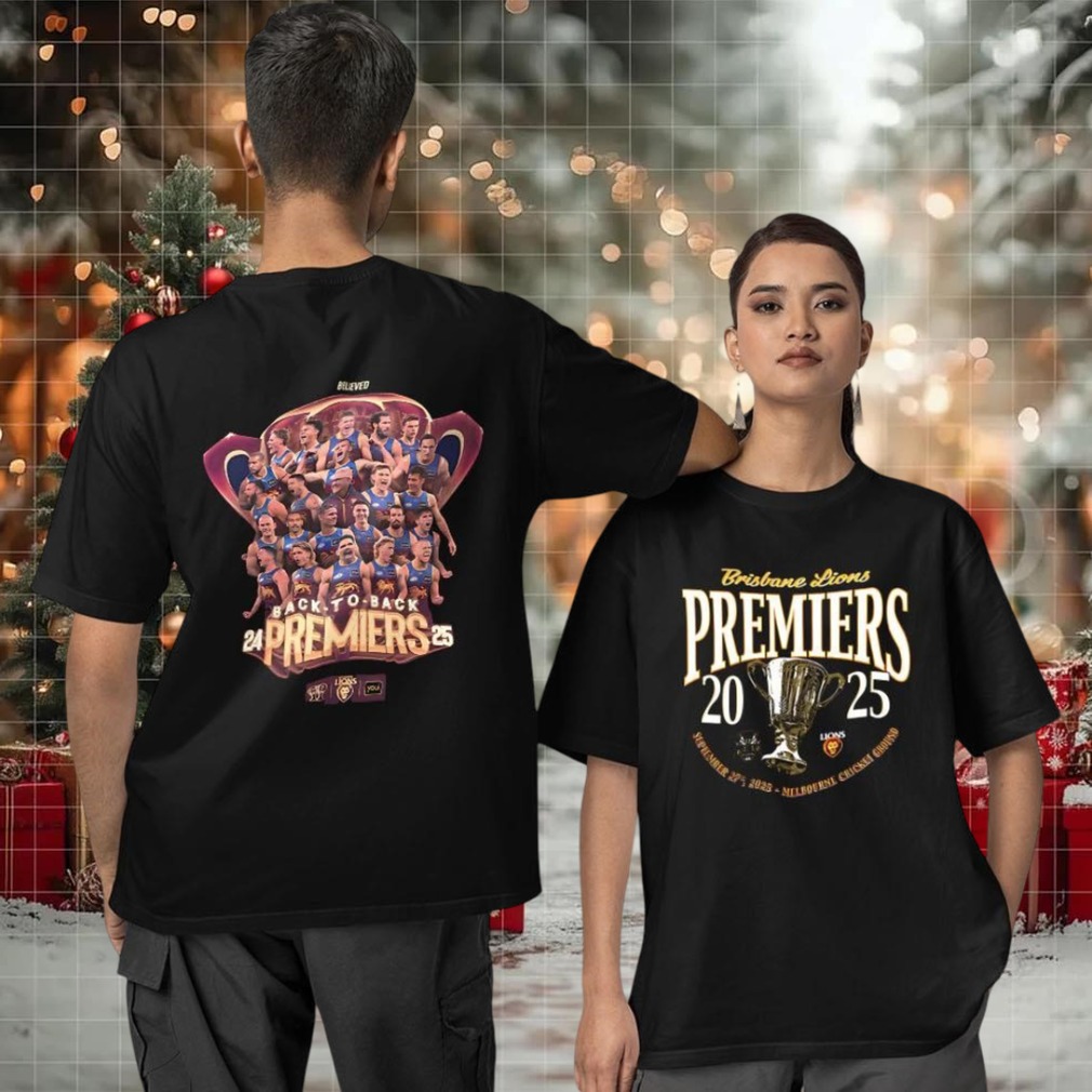Brisbane Lions 2025 back to back premiers two sided T shirt Brisbane Lions 2025 back to back premiers two sided T shirt