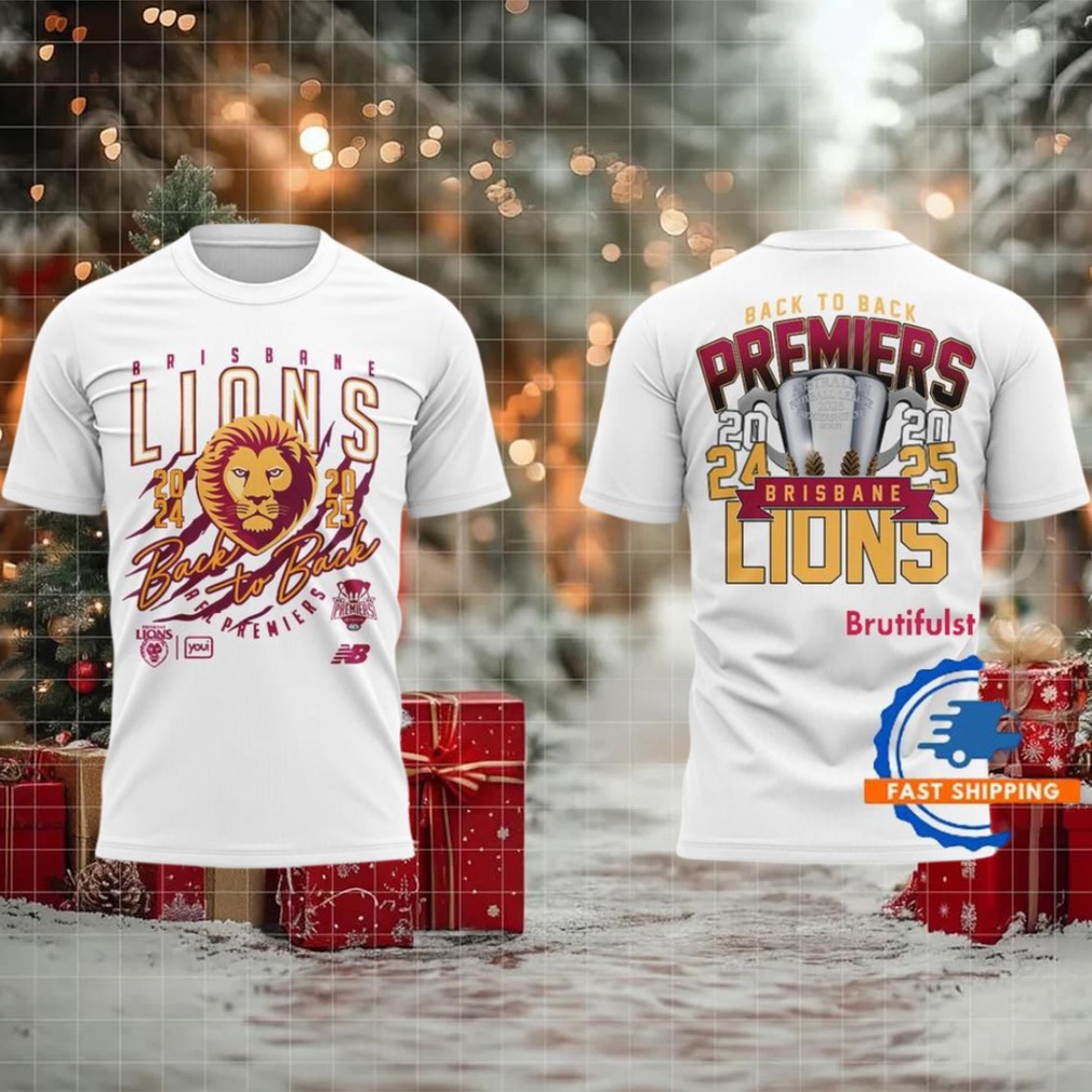 Brisbane Lions AFL 2025 Back to Back PREMIERS White T Shirt