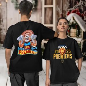 Brisbane Lions Back to Back AFL 2025 Champions two sided T shirt