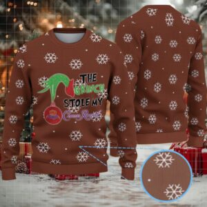 Brown Snowflake Crown Royal Grinch Ugly Christmas Sweater