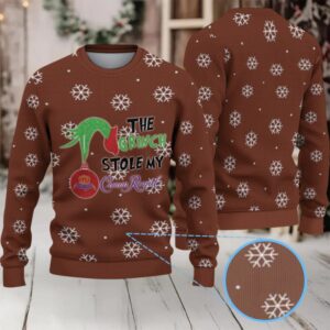 Brown Snowflake Crown Royal Grinch Ugly Christmas Sweater