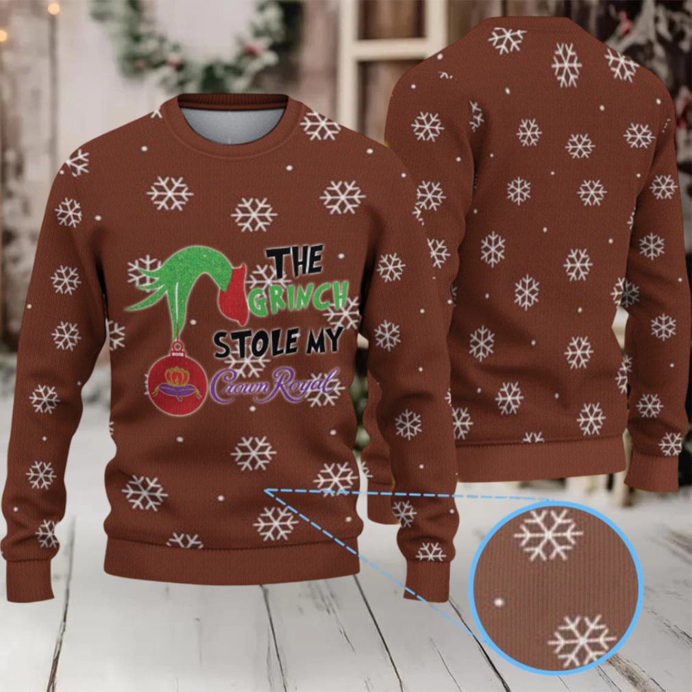 Brown Snowflake Crown Royal Grinch Ugly Christmas Sweater Brown Snowflake Crown Royal Grinch Ugly Christmas Sweater