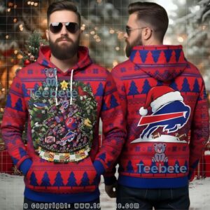 Buffalo Bills Christmas Wreath Ugly 3D Hoodie Red Fan Gift