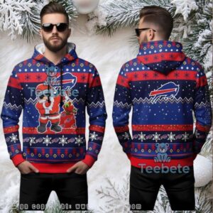 Buffalo Bills Dancing Santa Festive Ugly 3D Hoodie For Fans Buffalo Bills Dancing Santa Festive Ugly 3D Hoodie For Fans