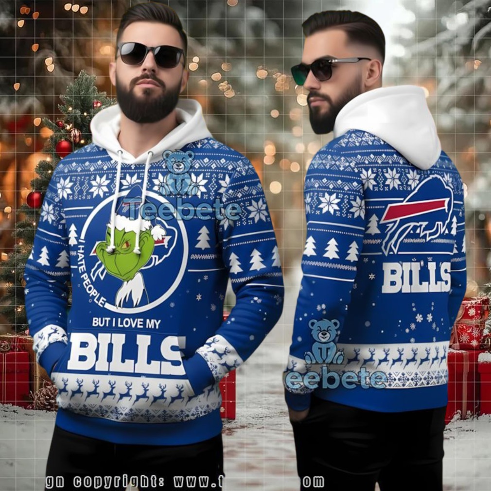 Buffalo Bills Funny Grinch Christmas Ugly 3D Hoodie For Fans Buffalo Bills Funny Grinch Christmas Ugly 3D Hoodie For Fans