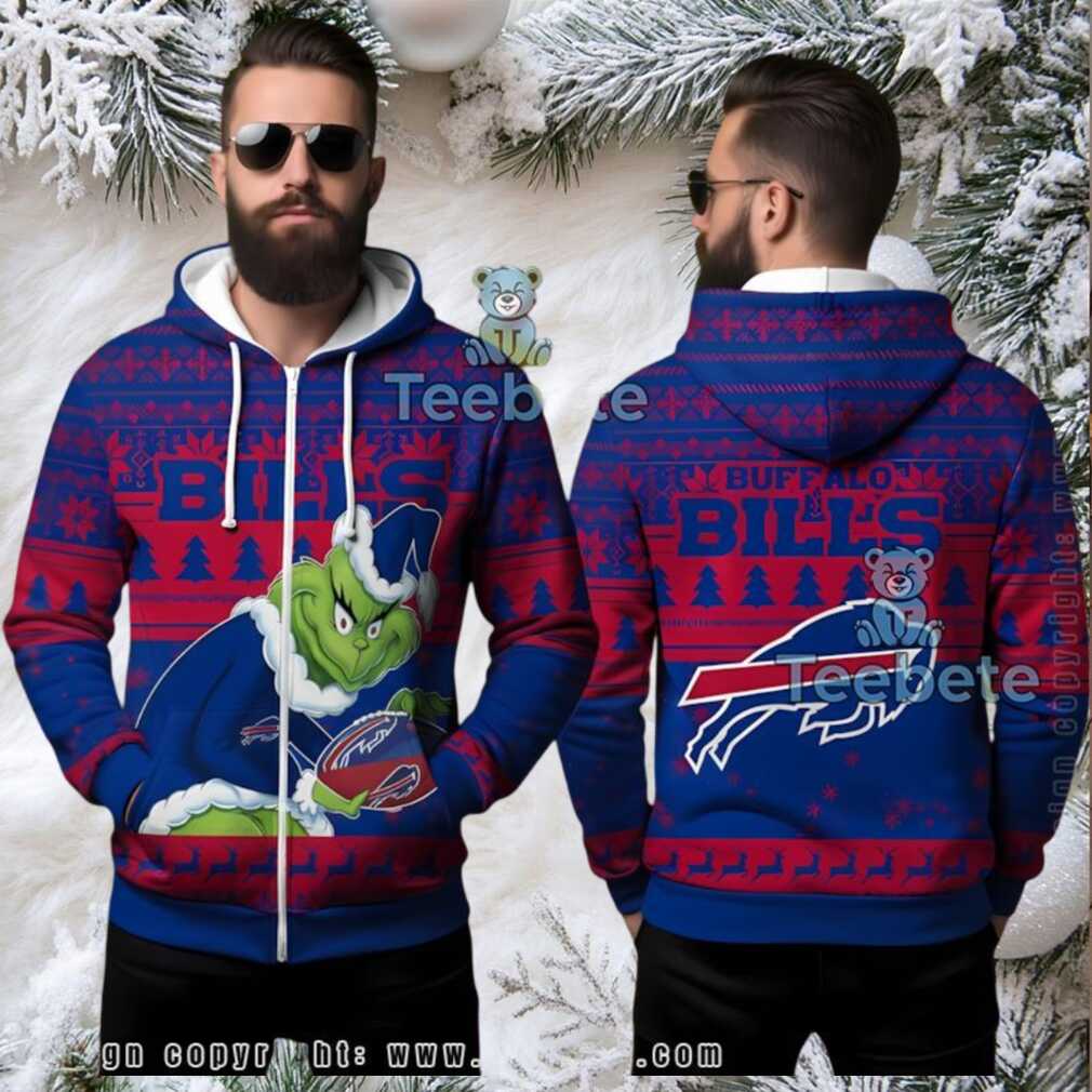Buffalo Bills Funny Grinch Football Ugly 3D Zip Up Hoodie Buffalo Bills Funny Grinch Football Ugly 3D Zip Up Hoodie