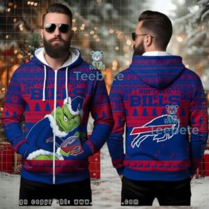 Buffalo Bills Funny Grinch Football Ugly 3D Zip Up Hoodie