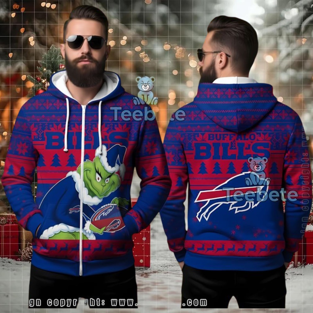 Buffalo Bills Funny Grinch Football Ugly 3D Zip Up Hoodie Buffalo Bills Funny Grinch Football Ugly 3D Zip Up Hoodie