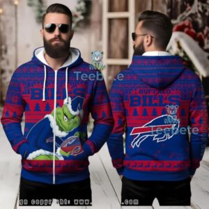 Buffalo Bills Funny Grinch Football Ugly 3D Zip Up Hoodie