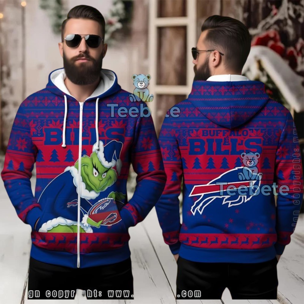 Buffalo Bills Funny Grinch Football Ugly 3D Zip Up Hoodie Buffalo Bills Funny Grinch Football Ugly 3D Zip Up Hoodie