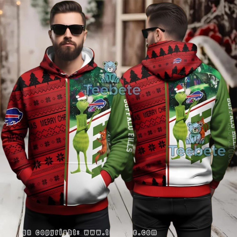 Buffalo Bills Grinch And Dog Max Ugly Christmas 3D Hoodie Red Buffalo Bills Grinch And Dog Max Ugly Christmas 3D Hoodie Red